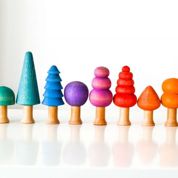 NWT Ocamora Wooden Toys Rainbow Forest Set of 10 - Picture 3 of 3